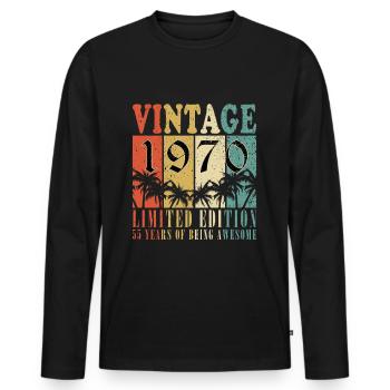 55. Geburtstag Jahrgang 1970 55 Jahre Geschenk - Männer Premium Bio Langarmshirt - Schwarz - Vorne - Nico (187cm)