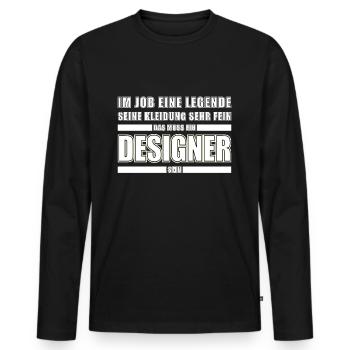 Spruch Job Beruf Designer - Männer Premium Bio Langarmshirt - Schwarz - Vorne - Nico (187cm)
