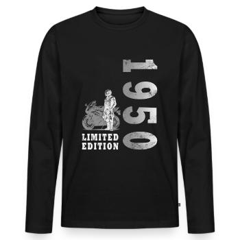 1950 Jahrgang Geburtstag Biker Motorrad Geschenk - Männer Premium Bio Langarmshirt - Schwarz - Vorne - Nico (187cm)