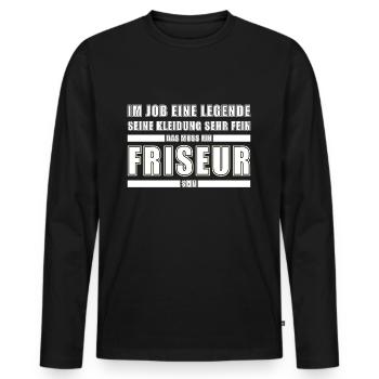 Friseur Beruf - Männer Premium Bio Langarmshirt - Schwarz - Vorne - Nico (187cm)