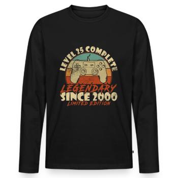 25. Geburtstag Level 25 Complete Gamer 25 Jahre - Männer Premium Bio Langarmshirt - Schwarz - Vorne - Nico (187cm)