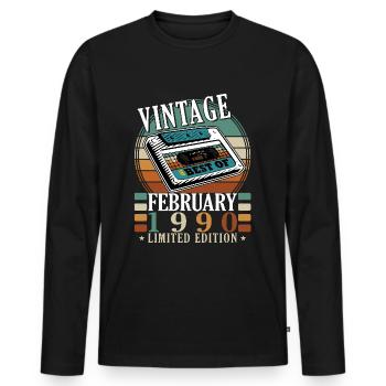 Février 1990 Jubilé Février 1990 Février - T-shirt manches longues Premium bio Homme - noir - Devant - Nico (187cm)