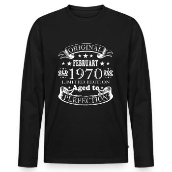 February 1970 55th Birthday Gift February 1970 - Men's Premium Organic Long Sleeve Shirt - black - Front - Nico (187cm)