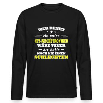 Kfz Mechatroniker Spruch - Männer Premium Bio Langarmshirt - Schwarz - Vorne - Nico (187cm)