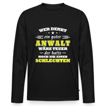 Anwalt Lustig Spruch - Männer Premium Bio Langarmshirt - Schwarz - Vorne - Nico (187cm)