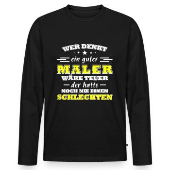 Maler Spruch Handwerker - Männer Premium Bio Langarmshirt - Schwarz - Vorne - Nico (187cm)