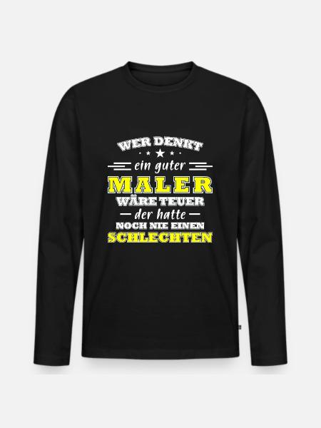 Maler Spruch Handwerker - Männer Premium Bio Langarmshirt - Schwarz
