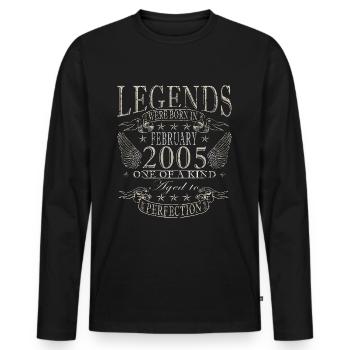 Février 2005 Jubilé Février 2005 Février - T-shirt manches longues Premium bio Homme - noir - Devant - Nico (187cm)
