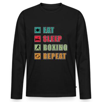 Eat Sleep Box - Boxing Lover Gym Box - Men's Premium Organic Long Sleeve Shirt - black - Front - Nico (187cm)