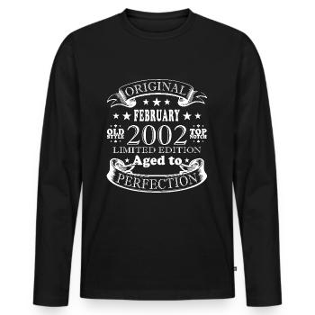 Février 2002 anniversaire Février 2002 Février - T-shirt manches longues Premium bio Homme - noir - Devant - Nico (187cm)
