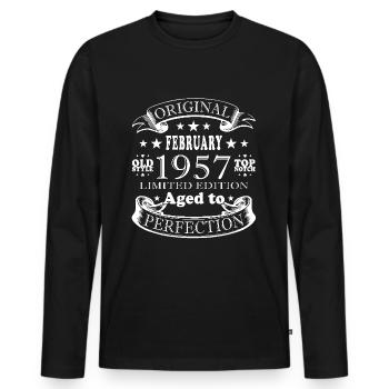 February 1957 | February 1957 Anniversary 1957 - Men's Premium Organic Long Sleeve Shirt - black - Front - Nico (187cm)
