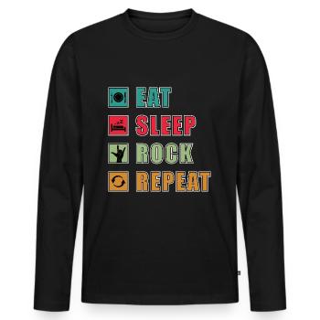 Eat Sleep Rock Repeat vintage Spruch Rock Musiker - Männer Premium Bio Langarmshirt - Schwarz - Vorne - Nico (187cm)