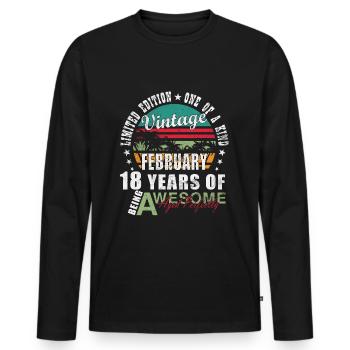 Born in February 2007 vintage 2007 birthday - Men's Premium Organic Long Sleeve Shirt - black - Front - Nico (187cm)