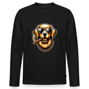 Golden Retriever Cool - Golden Retriever Dog - Men's Premium Organic Long Sleeve Shirt - black - Front - Nico (187cm)