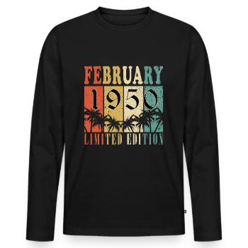 Février 1950 Jubilé Février 1950 Février - T-shirt manches longues Premium bio Homme - noir - Devant - Nico (187cm)