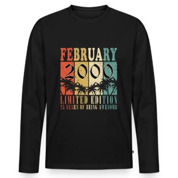 Février 2000 Anniversaire Février 2000 Février - T-shirt manches longues Premium bio Homme - noir - Devant - Nico (187cm)