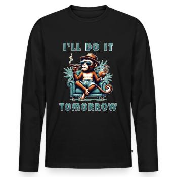 I'll do it tomorrow - Men's Premium Organic Long Sleeve Shirt - black - Front - Nico (187cm)