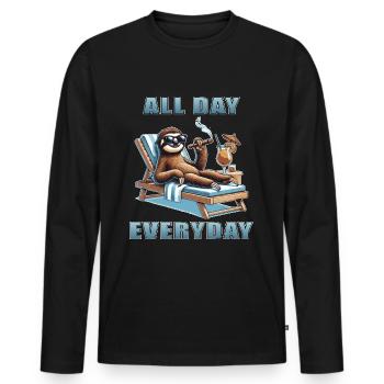 Drôle paresseux paresse relaxant lève-tard - T-shirt manches longues Premium bio Homme - noir - Devant - Nico (187cm)