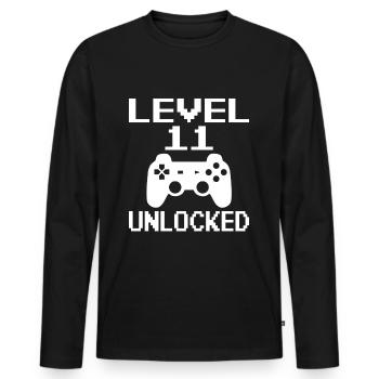 Level 11 Unlocked Shirt 11th Birthday Shirt - Men's Premium Organic Long Sleeve Shirt - black - Front - Nico (187cm)