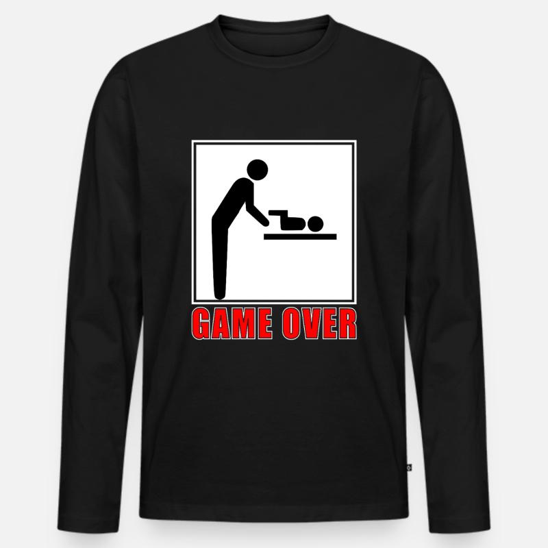 Game Over- Vaterschaft - Männer Premium Bio Langarmshirt - Schwarz