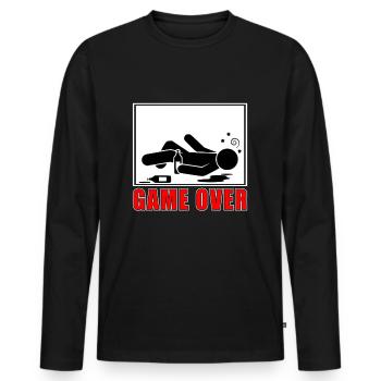 Fin du jeu - T-shirt manches longues Premium bio Homme - noir - Devant - Nico (187cm)