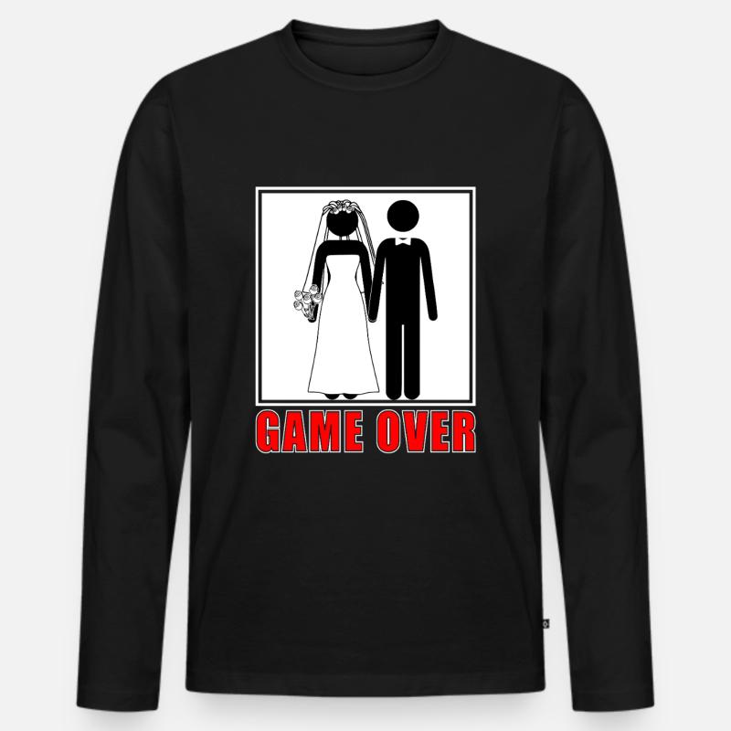 Heiraten Game Over - Männer Premium Bio Langarmshirt - Schwarz