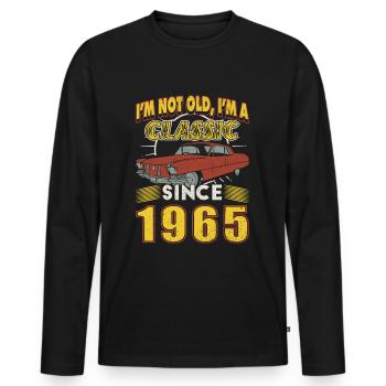 1965 Classique 1965 Rétro 1965 Cadeau d’anniversaire - T-shirt manches longues Premium bio Homme - noir - Devant - Nico (187cm)