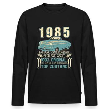 Baujahr 1985 Geboren, Geburtstag Jahrgang 1985 - Männer Premium Bio Langarmshirt - Schwarz - Vorne - Nico (187cm)