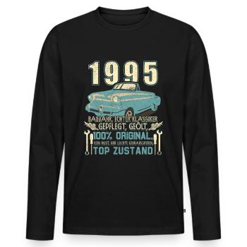 Baujahr 1995 Geboren, Geburtstag Jahrgang 1995 - Männer Premium Bio Langarmshirt - Schwarz - Vorne - Nico (187cm)