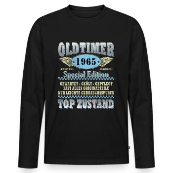 60. Geburtstag Oldtimer Jahrgang 1965 60 Jahre - Männer Premium Bio Langarmshirt - Schwarz - Vorne - Nico (187cm)