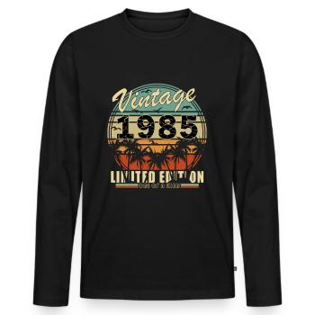 1985 Geburtstag 1985 Jahrgang 1985 Geburtstag - Männer Premium Bio Langarmshirt - Schwarz - Vorne - Nico (187cm)