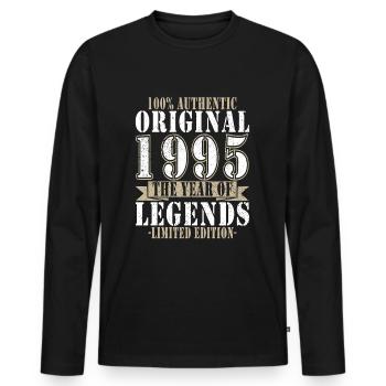 Vintage 1995 Jahrgang 1995 Geburtstag 1995 Retro - Männer Premium Bio Langarmshirt - Schwarz - Vorne - Nico (187cm)