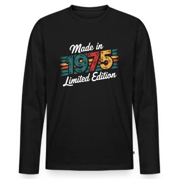 Fabriqué en 1975 Edition Limitée - 50ème Anniversaire - T-shirt manches longues Premium bio Homme - noir - Devant - Nico (187cm)