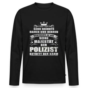Polizei Polizist Polizisten Spruch - Männer Premium Bio Langarmshirt - Schwarz - Vorne - Nico (187cm)