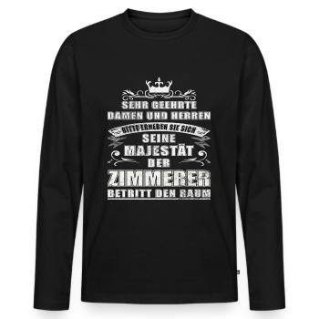 Seine Majestät der Zimmerer - Männer Premium Bio Langarmshirt - Schwarz - Vorne - Nico (187cm)