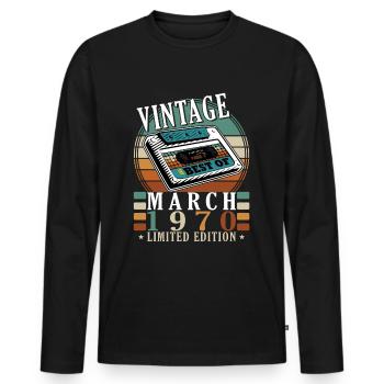 Mars 1970 Jubilé 1970 Légendes Mars 1970 - T-shirt manches longues Premium bio Homme - noir - Devant - Nico (187cm)