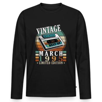 30th Anniversary - Year - March 1995 - Men's Premium Organic Long Sleeve Shirt - black - Front - Nico (187cm)