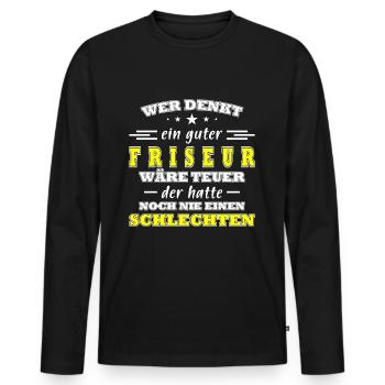 Lustiger Friseur Spruch für Friseure - Männer Premium Bio Langarmshirt - Schwarz - Vorne - Nico (187cm)