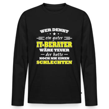 Informatiker Humor lustiger Spruch IT-Berater - Männer Premium Bio Langarmshirt - Schwarz - Vorne - Nico (187cm)