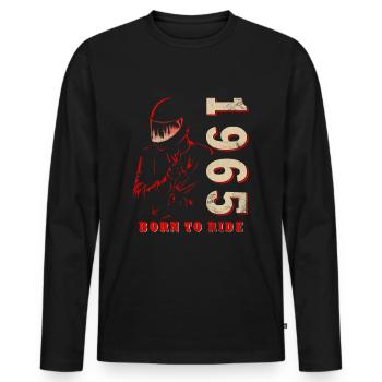 1965 Vintage Anniversaire Moto Moto - T-shirt manches longues Premium bio Homme - noir - Devant - Nico (187cm)