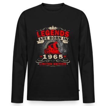 1965 Vintage Motorcycle Biker Birthday Born - Men's Premium Organic Long Sleeve Shirt - black - Front - Nico (187cm)