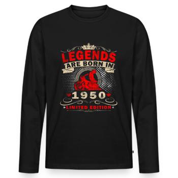 1950's Vintage Motorcycle Biker Birthday Born - Men's Premium Organic Long Sleeve Shirt - black - Front - Nico (187cm)