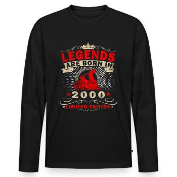 2000 Vintage Motorcycle Biker Birthday Born - Men's Premium Organic Long Sleeve Shirt - black - Front - Nico (187cm)