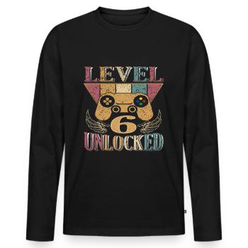 Chemise d’anniversaire de 6 ans Gamer Gamer 6. - T-shirt manches longues Premium bio Homme - noir - Devant - Nico (187cm)