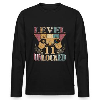 11. Geburtstag Gamer 11 Jahre - Männer Premium Bio Langarmshirt - Schwarz - Vorne - Nico (187cm)