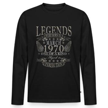 Mars 1970 Vintage 1970 Cadeau d’anniversaire Mars - T-shirt manches longues Premium bio Homme - noir - Devant - Nico (187cm)
