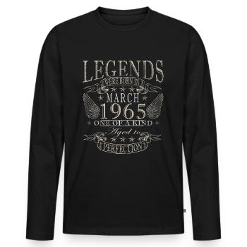 Mars 1965 Vintage 1965 Cadeau d’anniversaire Mars - T-shirt manches longues Premium bio Homme - noir - Devant - Nico (187cm)