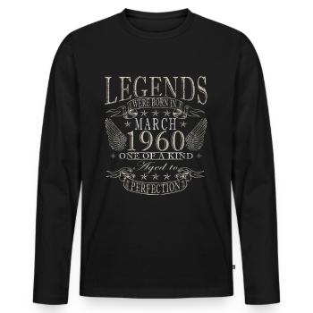 Mars 1960 Millésime 1960 Cadeau d’anniversaire Mars - T-shirt manches longues Premium bio Homme - noir - Devant - Nico (187cm)