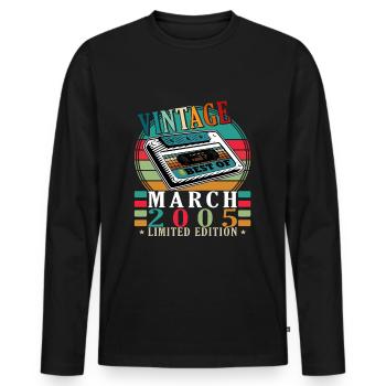 20th Birthday March 2005 Born 20 Years - Men's Premium Organic Long Sleeve Shirt - black - Front - Nico (187cm)