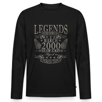 Légendaire depuis mars 2000 - Anniversaire mars 2000 - T-shirt manches longues Premium bio Homme - noir - Devant - Nico (187cm)
